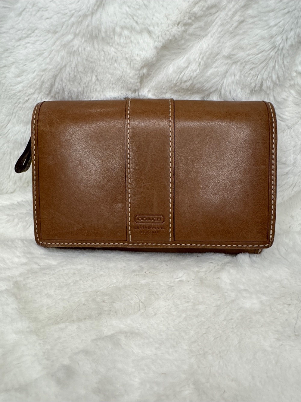 Vintage Coach Tan Leather Zip-Around Wallet